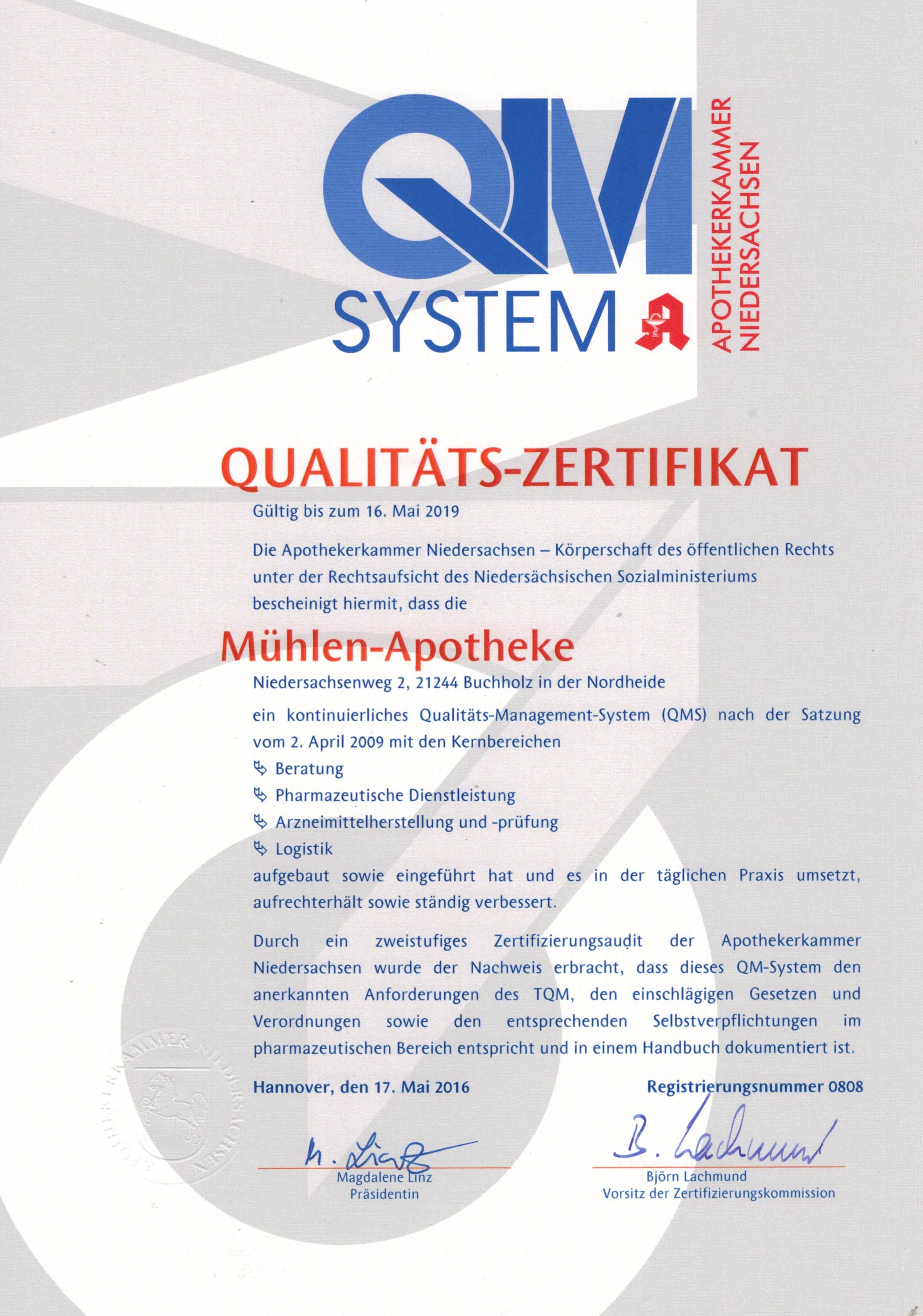 Qualitätszertifikat